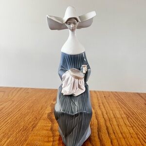 Porcelain Lady Figurine in Blue and White - Decorative Home Art